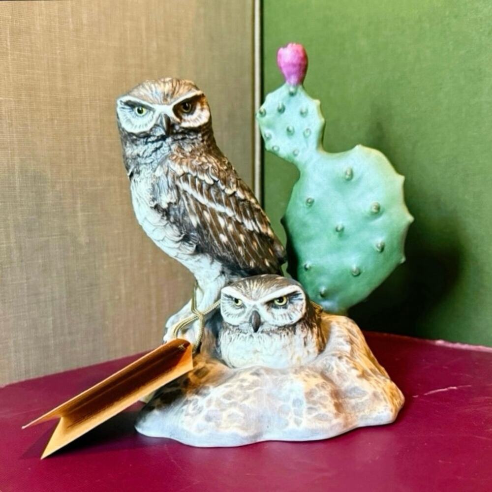 Burrowing Owls with Cactus • Fred Aman • Enesco • 1985 • Limited Edition